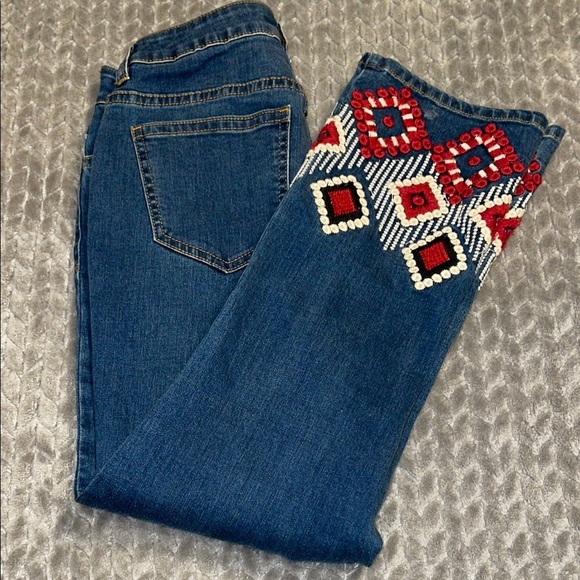 Boston Proper Denim - Boston Proper Embroidered Jeans.  Size 0.